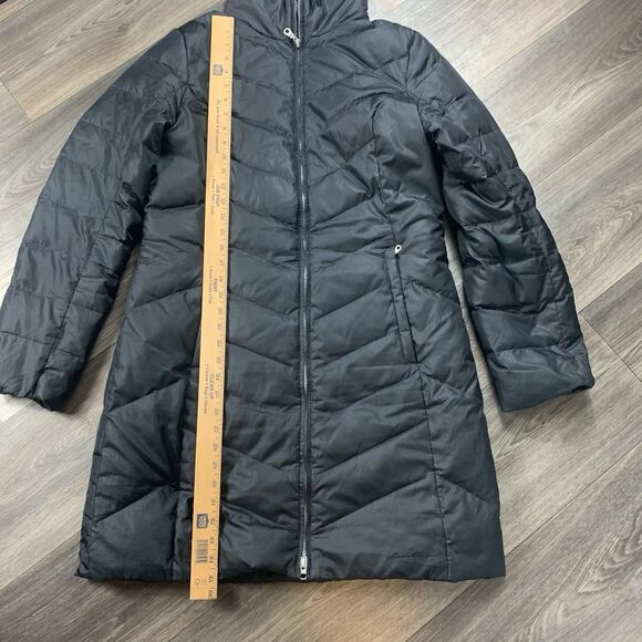 Eddie Bauer Women’s Size M full zip down fill black long puffer Jacket EB550 - Picture 2 of 7